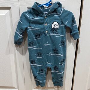 Star Wars baby GAP Teal Hooded Footie with Imperial Walker Design 3-6 months